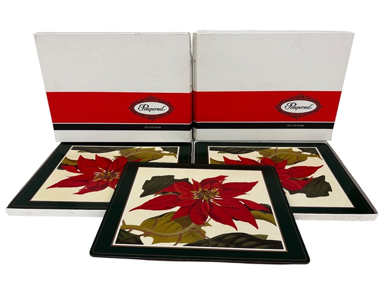 (8) Pimpernel Cork Backed Poinsettia Place Mats In OBs