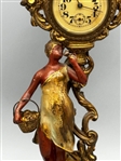 Art Nouveau Bronze Figural Cold Painted Table Clock