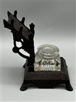 Cast Iron Nouveau Inkwell and Pen Rest P.S. & W. Peck Stow Wilcox 1877 