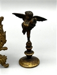 (3) Bronze and Metal Figural Pieces and Clock