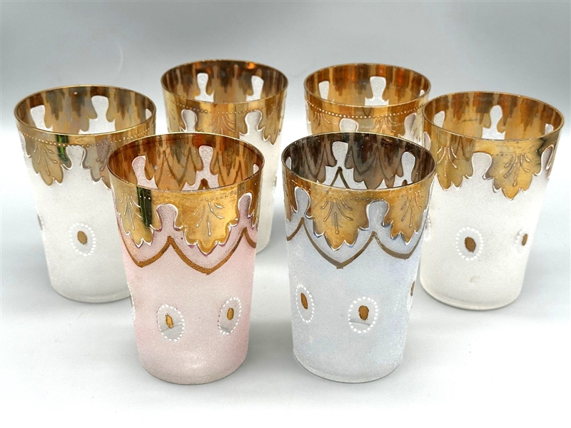 (6) Bohemian Gilt Glass Liqueur Glasses