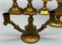 (8) Group of Brass Miniature Candlesticks