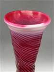 Fenton Cranberry Opalescent Swirl Optic Vase