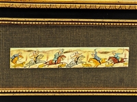 Hand Painted Persian Camel Bone Hunting Scene Framed