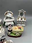 (10) German and English Porcelain Figural Fairing Boxes