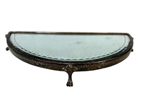 (2) Silver Plated Claw Footed 1/2 Moon Mirrored Dresser Trays