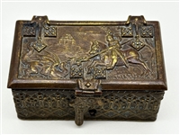 Bronze Repousse Stamp Box Featuring St. George and the Dragon