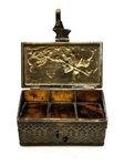 Bronze Repousse Stamp Box Featuring St. George and the Dragon