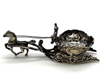 .930 Silver Figural Carriage Salt Cellar, With Miniature Silver Chair