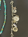 (3) Sterling Silver and Turquoise Necklaces & Silvertone Bracelet with Sterling Charms