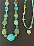 (3) Sterling Silver and Turquoise Necklaces & Silvertone Bracelet with Sterling Charms