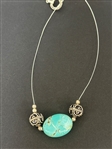 (3) Sterling Silver and Turquoise Necklaces & Silvertone Bracelet with Sterling Charms
