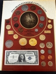 1975 Bicentennial Collection with Real and Replica Coins, & The Christmas Anthology in Stamps 1984