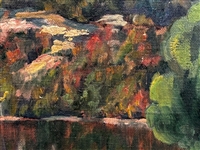 Oil on Canvas Country Landscape Attached to Board Signed H.G. Holmbes