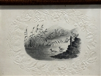 Embossed Pencil Drawing c.1800 in Heavy Gilt Frame