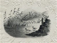 Embossed Pencil Drawing c.1800 in Heavy Gilt Frame
