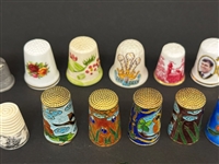 (38) Thimbles: Sterling Silver, Cloissone, Cathness Millefiori, Others
