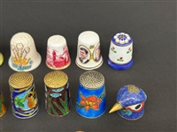 (38) Thimbles: Sterling Silver, Cloissone, Cathness Millefiori, Others