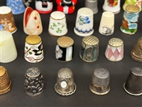 (38) Thimbles: Sterling Silver, Cloissone, Cathness Millefiori, Others