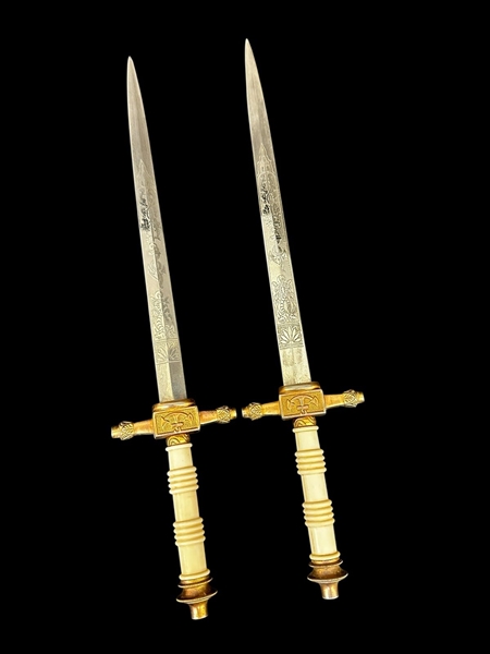Pair Late 19th Century Dutch Naval Dirk/Daggers/Ponjaard "Marine Ponjaard" by E.F. Horster