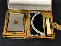 Gold Tone Evening Bag, Compact, Carrying Case