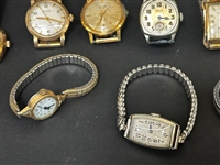 Large Group of Vintage Watches: Gold Filled, Movements