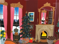 Thomas McKnight Artist Proof Serigraph Christmas in Connecticut Matted and Framed