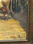 Bilane Oil Painting Oil on Board Farm Scene Woman With Cows