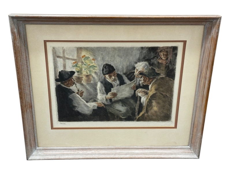 Hungarian School Print "Politika" Signed