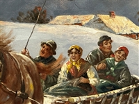 Troika Oil Painting Winter Scene Signed Ivan Kosack