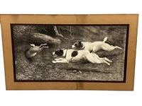 Harrington Bird Early Lithograph Terriers Chasing Rabbit