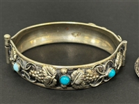 (2) Sterling Silver Jewelry Pieces: Bracelet, Brooch