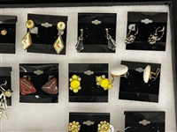 (24) Pairs of Vintage Costume Earrings: Rhinestones, Crystals