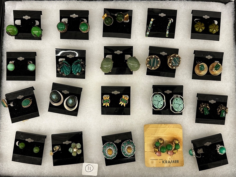 (20) Pairs of Vintage Jade, Nephrite Earrings