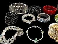 (20) Group of Bracelets: Cinnabar, Flex, Rhinestones, Enamel, Brighton, Others