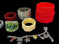 (20) Group of Bracelets: Cinnabar, Flex, Rhinestones, Enamel, Brighton, Others
