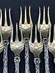 Whiting Lily Sterling Silver Cocktail Forks Gold Wash Tines