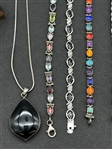 Group of Sterling Silver Jewelry With Gemstones, Enamel