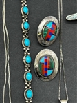 Group of Sterling Silver Turquoise Jewelry