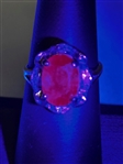 14k Ruby and Diamond Ring: Large Emerald Cut Ruby