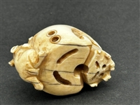 (21) Group of Antique Netsuke Figures: Karakuri, Katabori, Manju