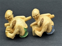 (21) Group of Antique Netsuke Figures: Karakuri, Katabori, Manju