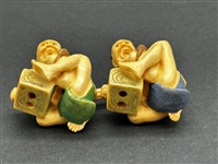 (21) Group of Antique Netsuke Figures: Karakuri, Katabori, Manju