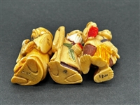 (21) Group of Antique Netsuke Figures: Karakuri, Katabori, Manju