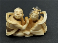 (21) Group of Antique Netsuke Figures: Karakuri, Katabori, Manju
