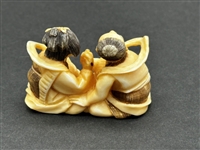 (21) Group of Antique Netsuke Figures: Karakuri, Katabori, Manju