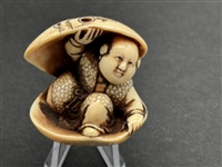 (21) Group of Antique Netsuke Figures: Karakuri, Katabori, Manju