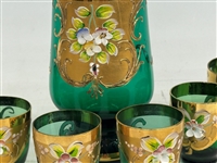 Czech Glass Cordial and Decanter Set