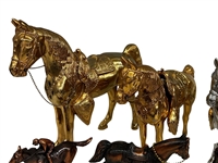 Group of Brass and Copper Horse Figurines