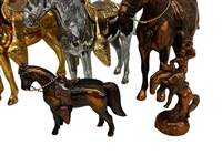 Group of Brass and Copper Horse Figurines